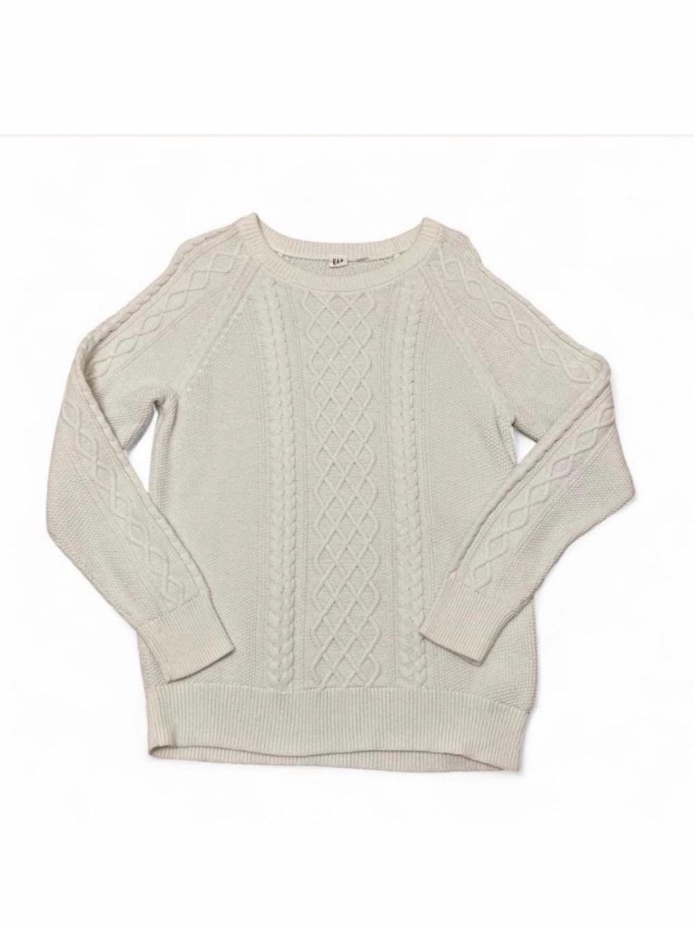 Gap Cable Knit Sweater Women’s Large Classic Preppy Minimalist Winter Fall White